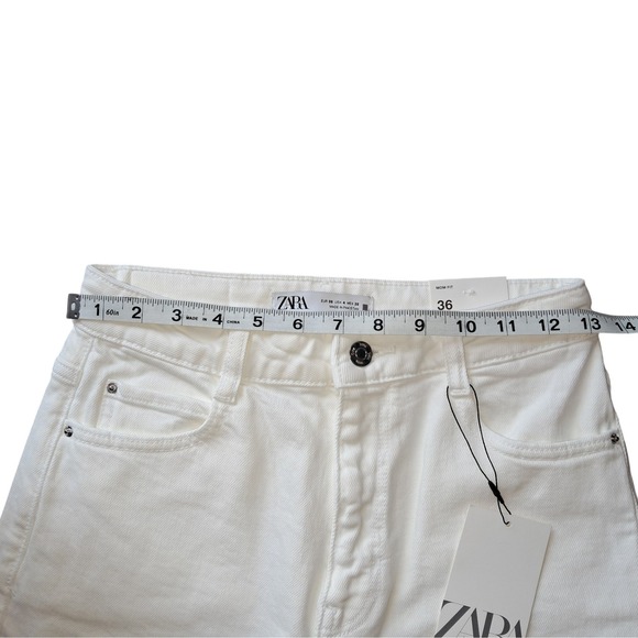 ZARA Jeans Mom Fit High Rise Slim‎ Mom Leg Ankle Comfort White Size 4 - Picture 3 of 7